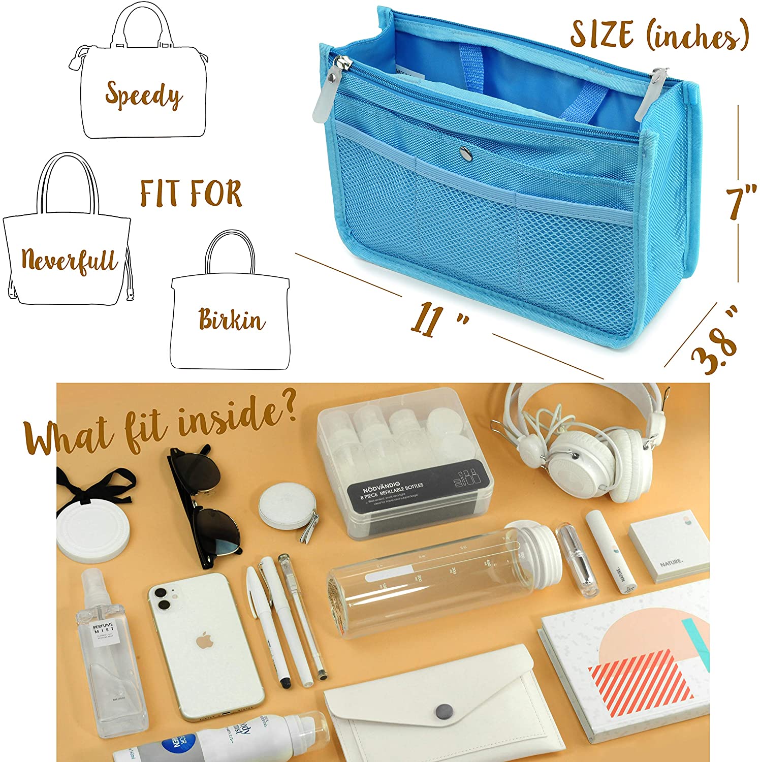 Hoxis Purse Organizer Insert Handbag Organzier Bag in Bag