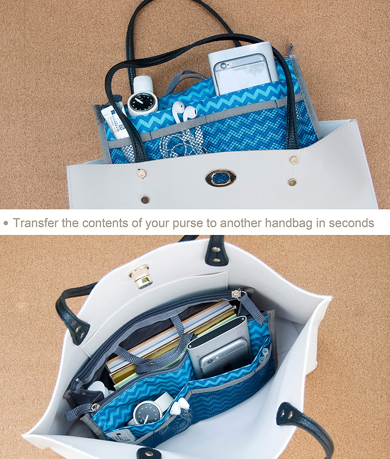 Hoxis Purse Organizer Insert Handbag Organzier Bag in Bag