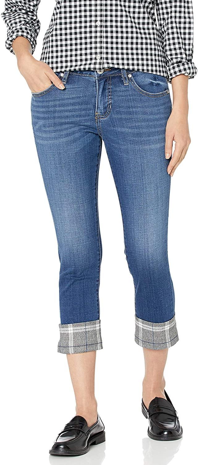 Jag Jeans Women's Petite Carter Girlfriend Jean W/Plaid Cuff