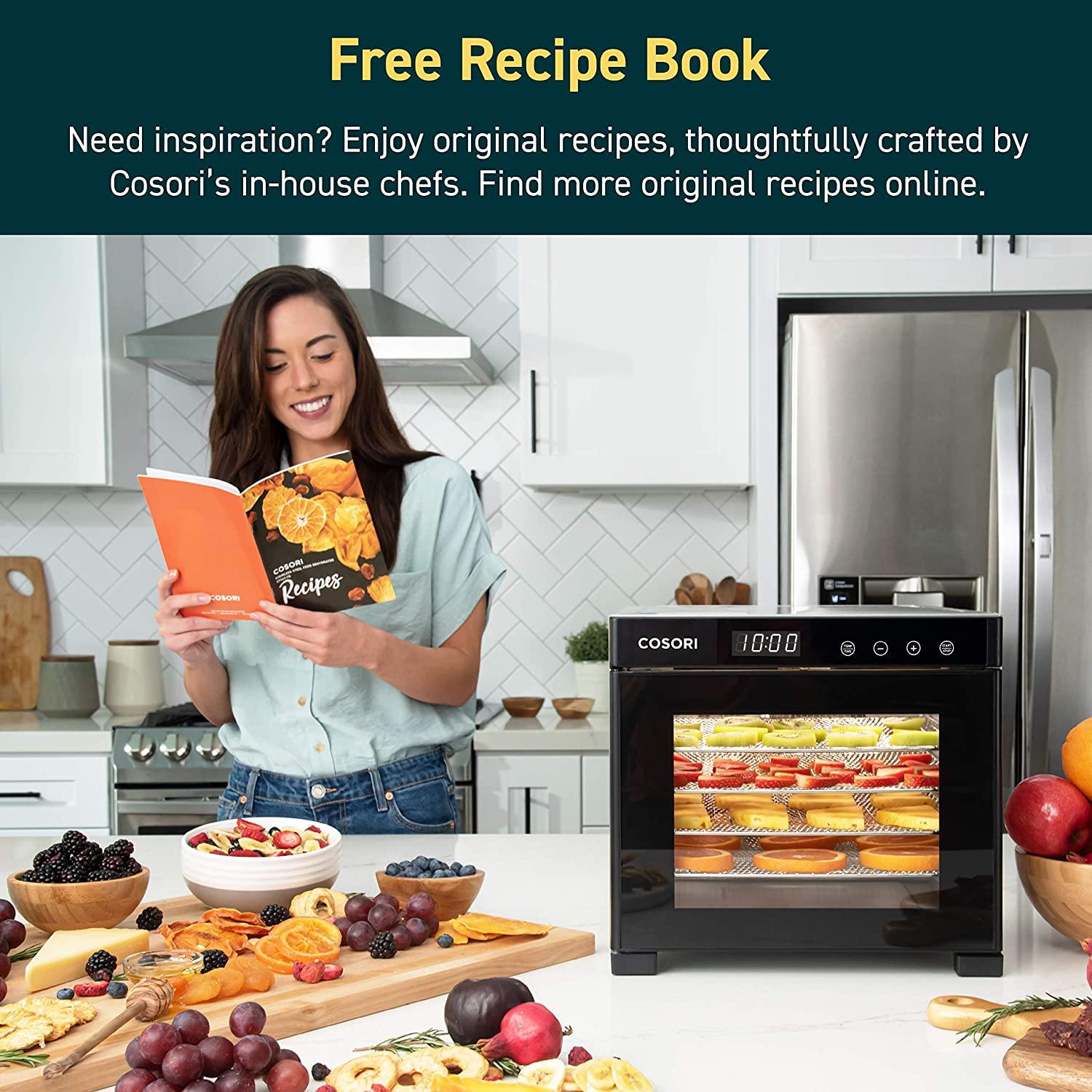 COSORI Premium Food Dehydrator Machine(50 Free Recipes), 6 Stainless Steel Trays with Digital Timer and Temperature Control - JOY2ESpree