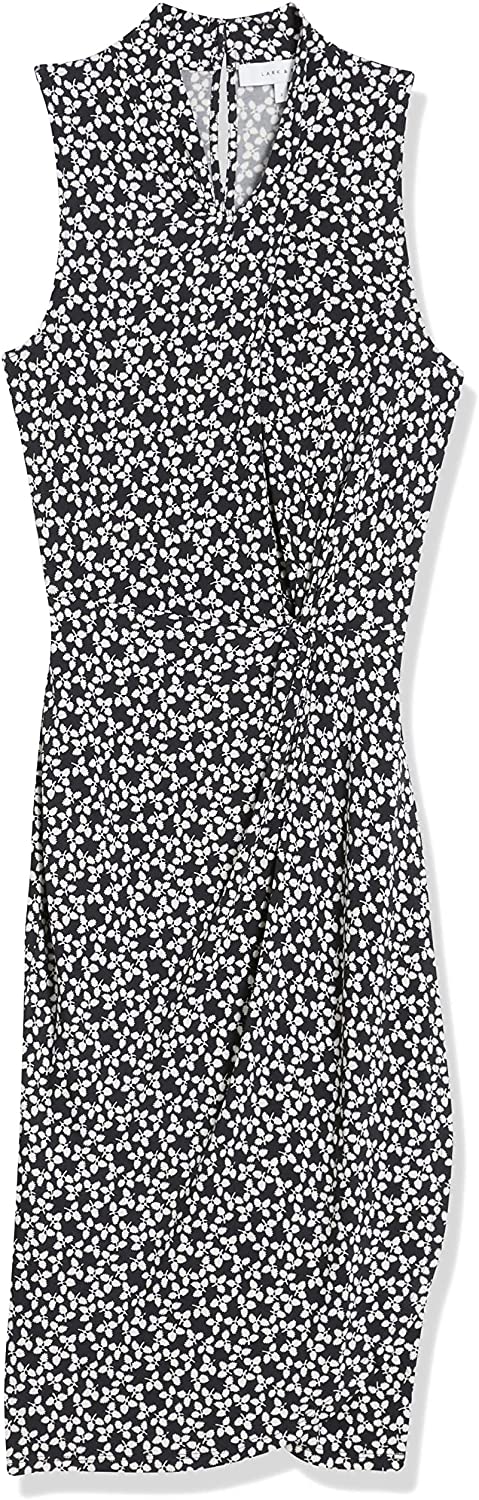 Amazon Brand - Lark & Ro Women's Sleeveless Crossover Twist Neck Faux Wrap Dress