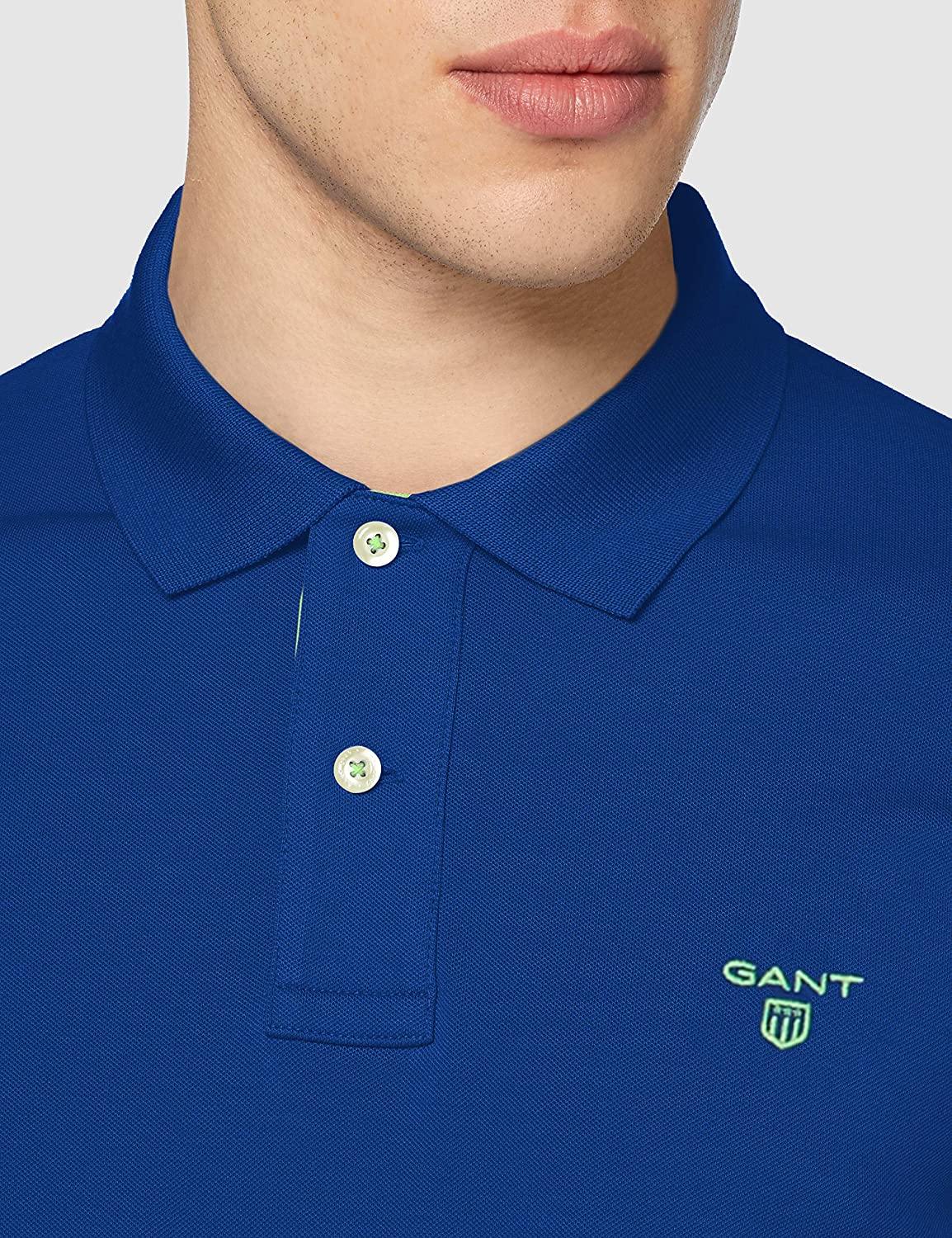 GANT Contrast Collar Pique Rugger Men's Polo Shirt, Yale Blue - JOY2ESpree