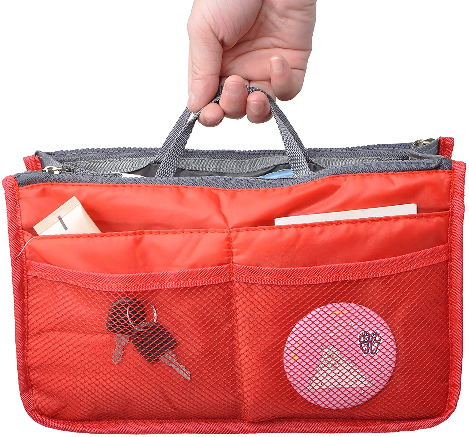 Vercord Purse Organizer Insert for Handbags Bag Organizers Inside Tote Pocketbook Women Nurse Nylon 13 Pockets Black Medium