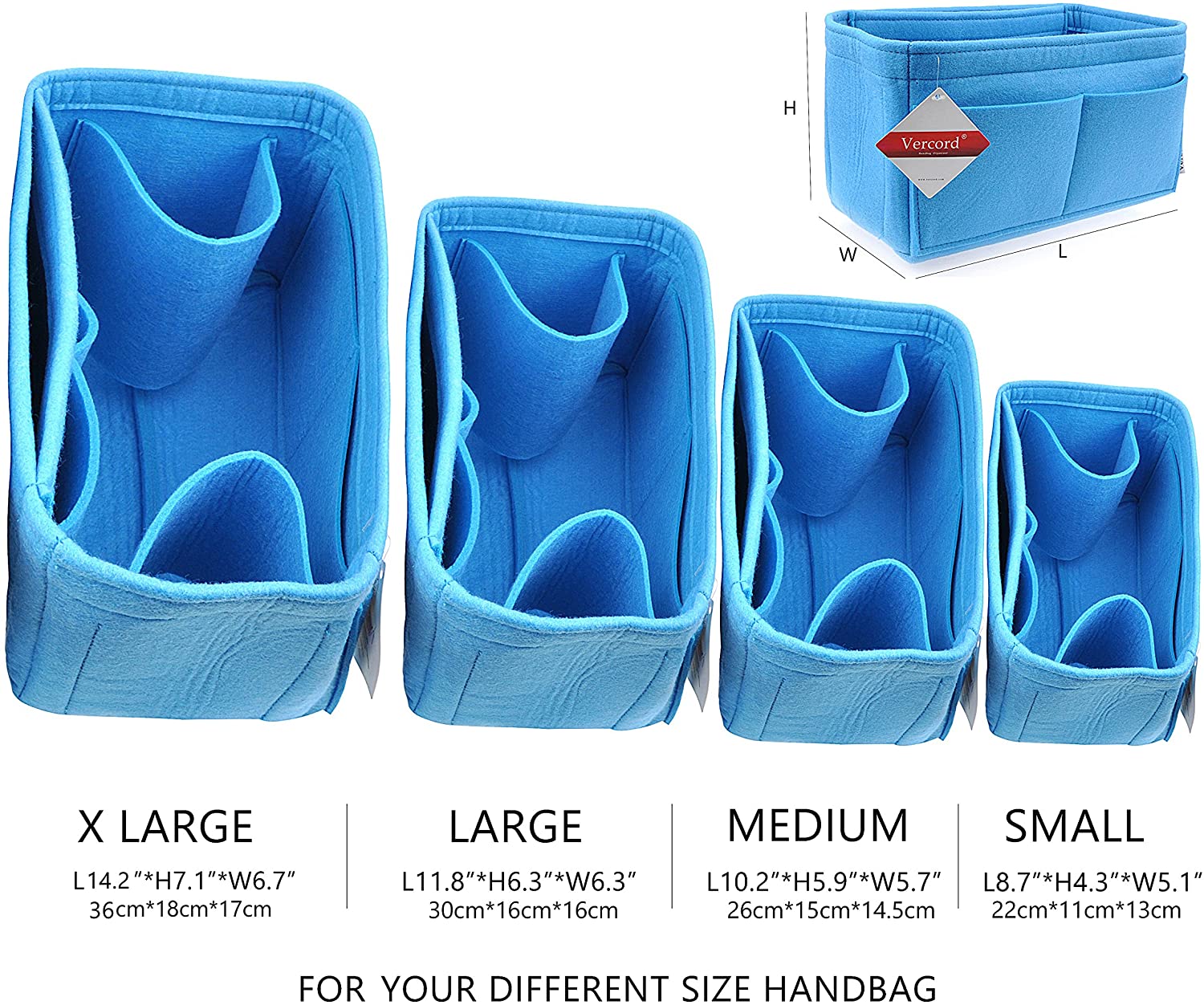 Vercord Felt Organizer Insert for Purse Handbag Tote Bag in Bag Inside Shaper Divider Neo Beige Small