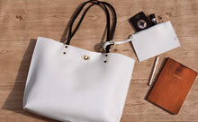 
                        
                          Load image into Gallery viewer, Minimalist Clean Cut Pebbled Faux Leather Tote Womens Shoulder Handbag
                        
                      