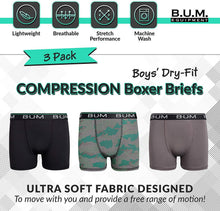 
                        
                          將圖片載入圖庫檢視器 B.U.M. Equipment Boys Performance Dry-Fit Compression Boxer Briefs (3 Pack) - JOY2ESpree
                        
                      