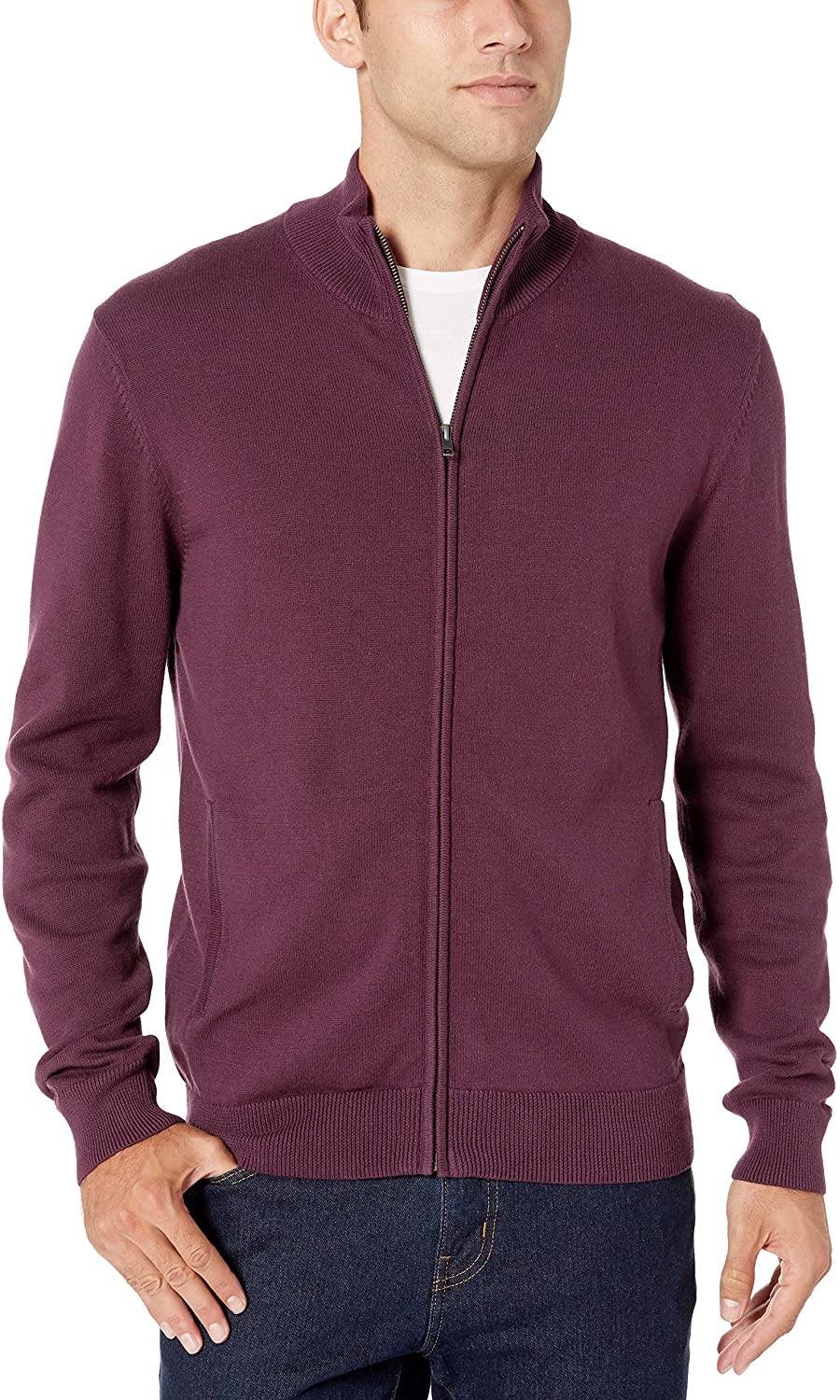 Amazon Essentials Men's Full-Zip Cotton Sweater