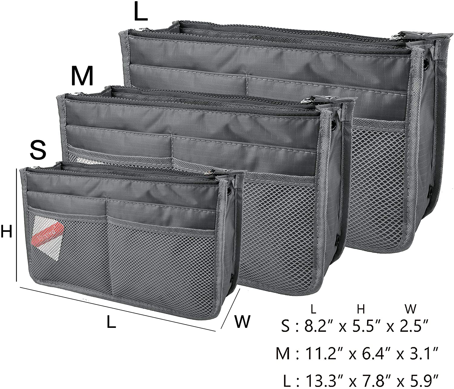 Vercord Updated Purse Handbag Organizer Insert Liner Bag in Bag 13 Pockets Purple Small