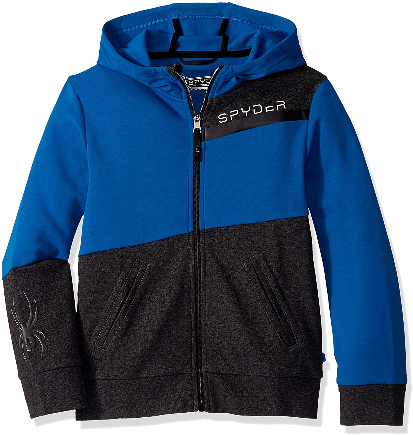 Spyder Boys' Big Double Knit Full Zip Hooded Logo Jacket-Old Glory