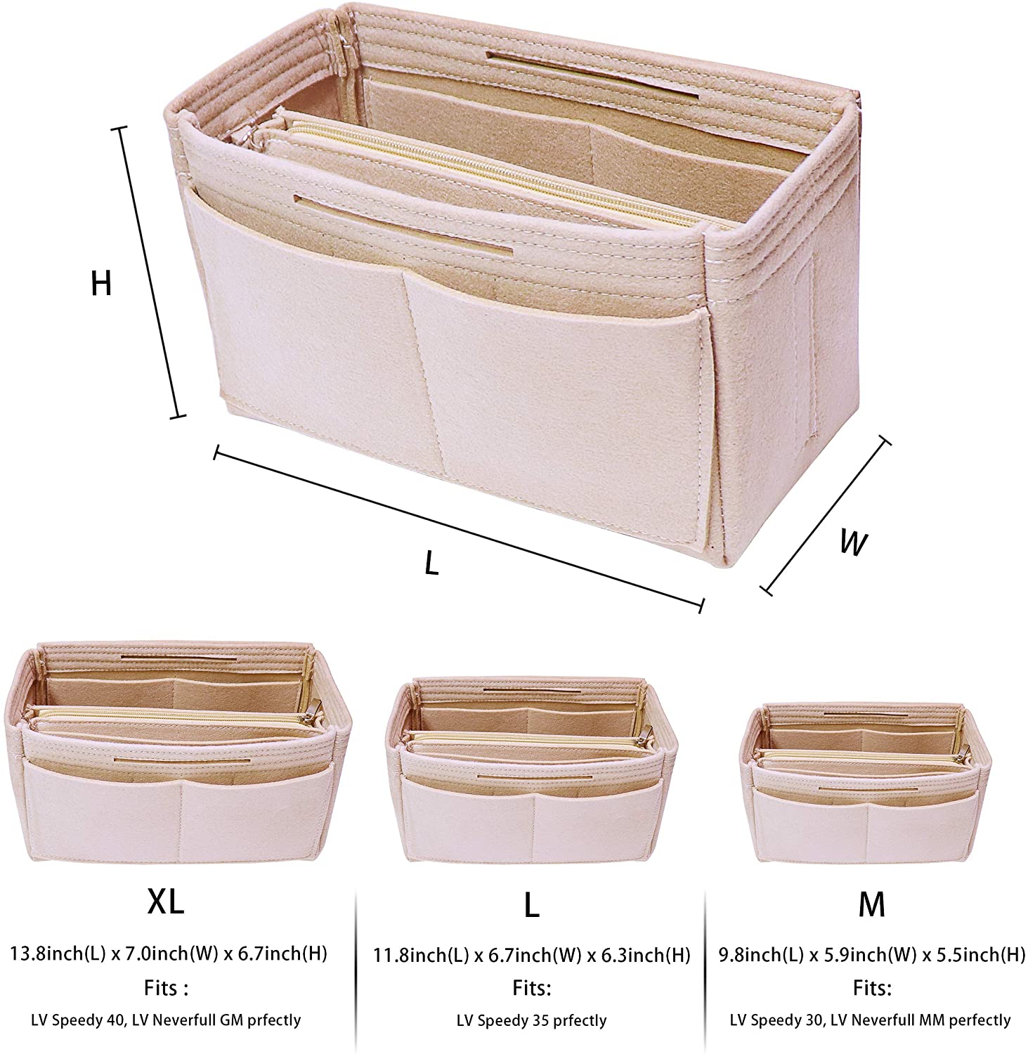Purse Handbag Organizer Insert, MISIXILE Felt Bag Organizer with Handles