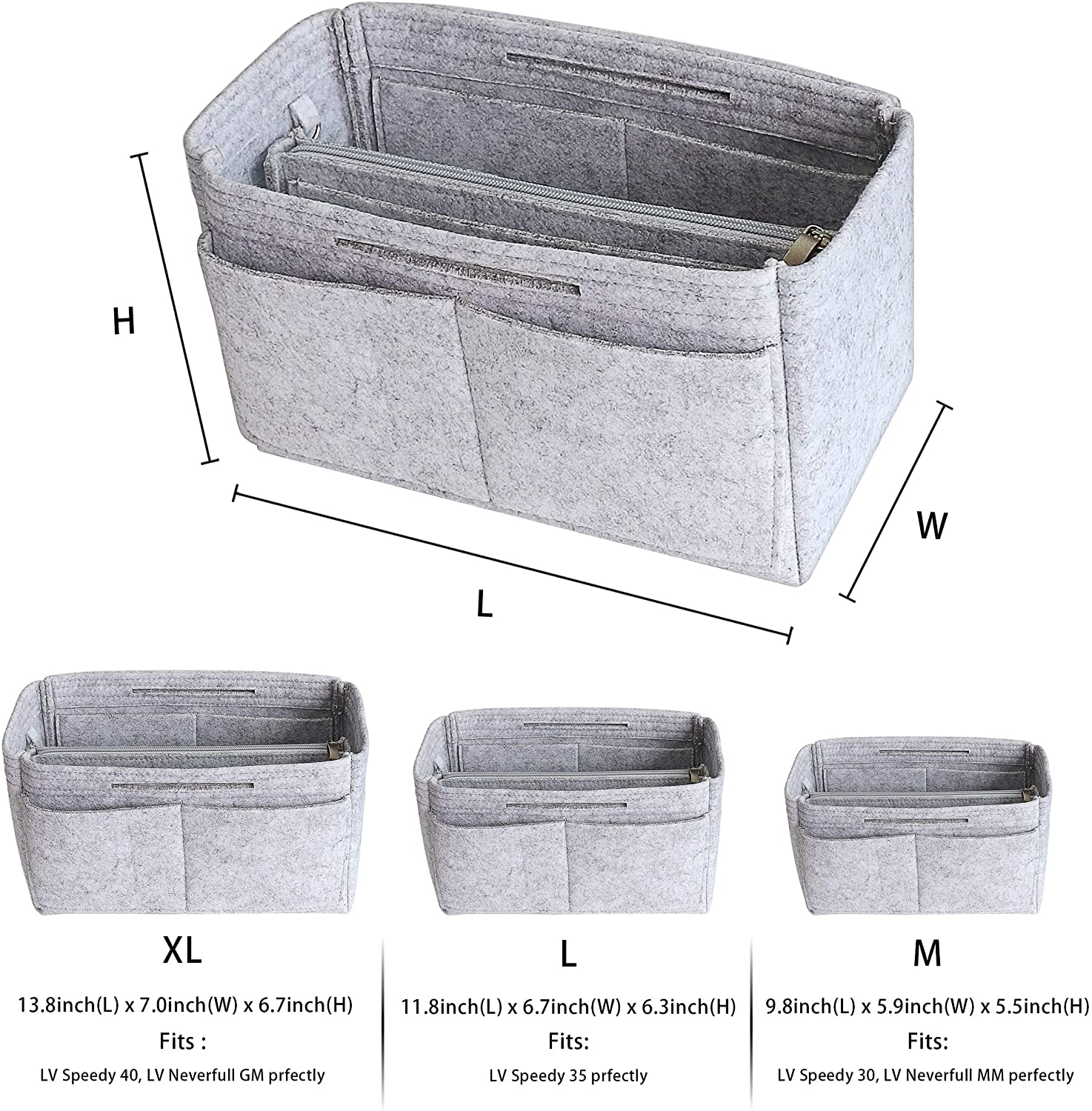 Purse Handbag Organizer Insert, MISIXILE Felt Bag Organizer with Handles