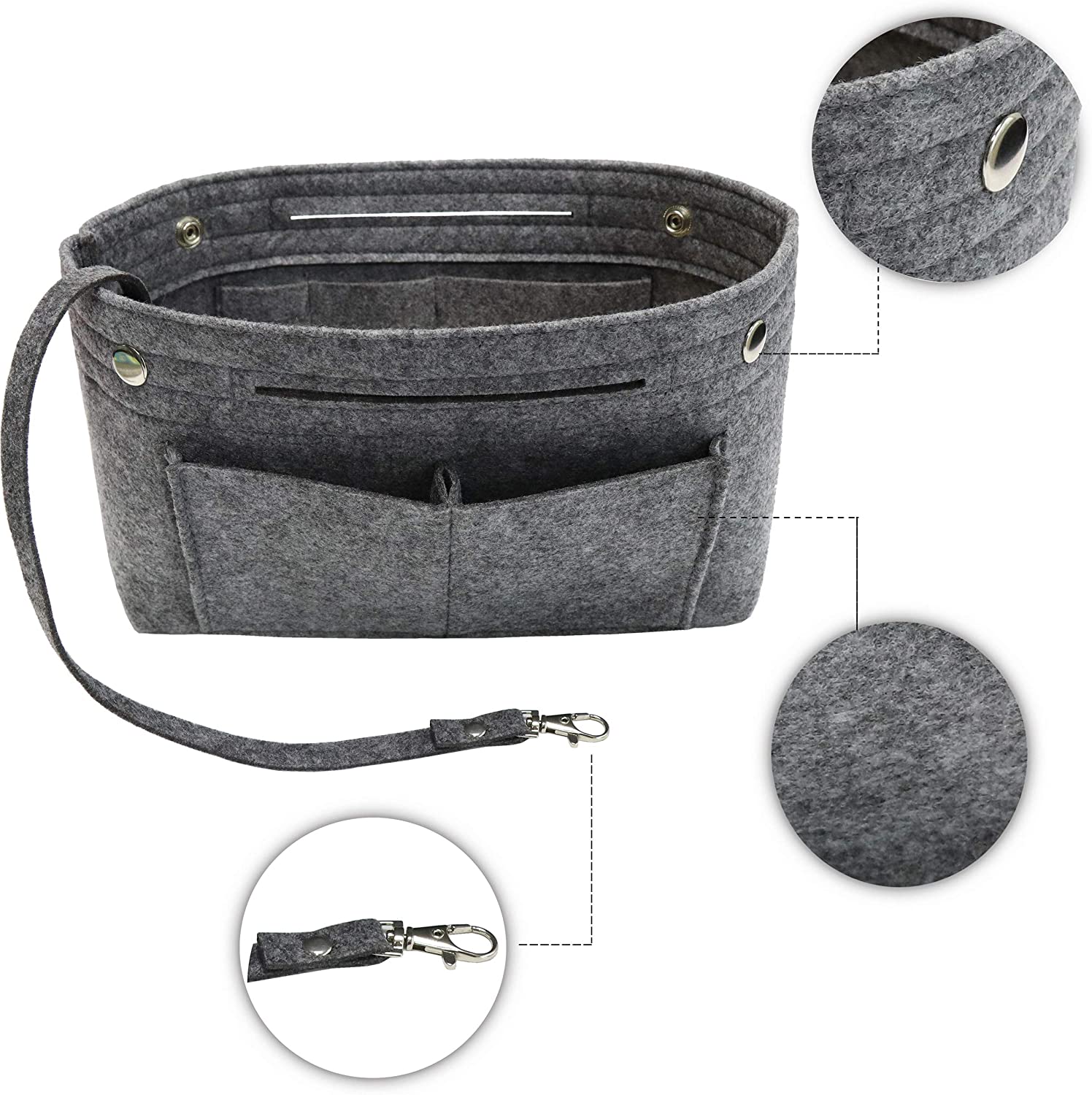 MISIXILE Felt Purse Organizer Insert Handbag Organizer,Tote Bag in Bag Organizer Fits Speedy Neverfull with Handles Keychain