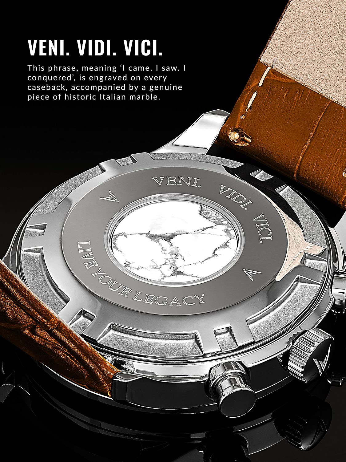Vincero Luxury Men's Chrono S Wrist Watch - Top Grain Italian Leather Watch Band - 43mm Chronograph Watch - Japanese Quartz Movement…