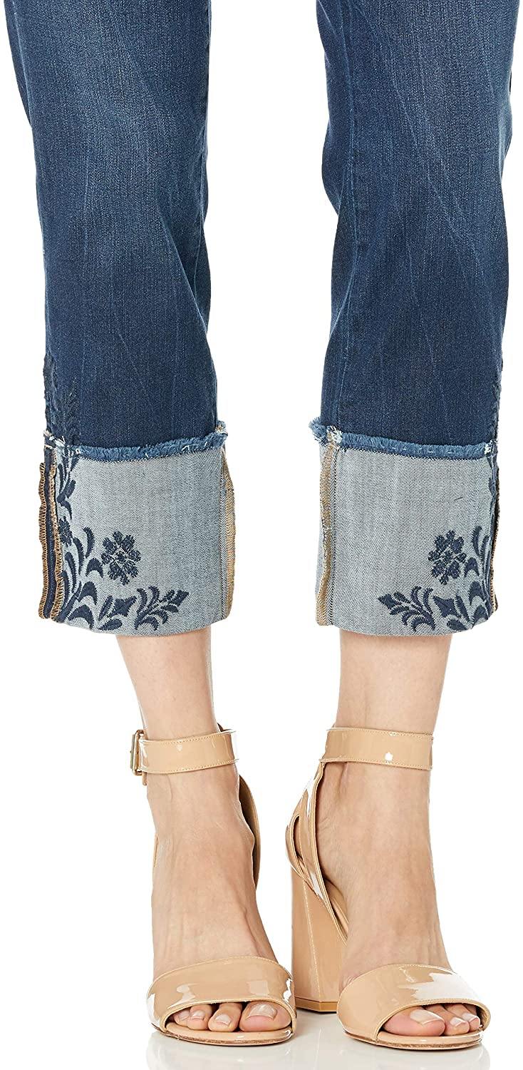 Jag Jeans Women's Lewis Straight Pull on Crop W/Embroidered Cuff