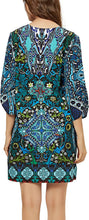 
                        
                          Load image into Gallery viewer, Women Bohemian Neck Tie Vintage Printed Ethnic Style Summer Shift Dress
                        
                      