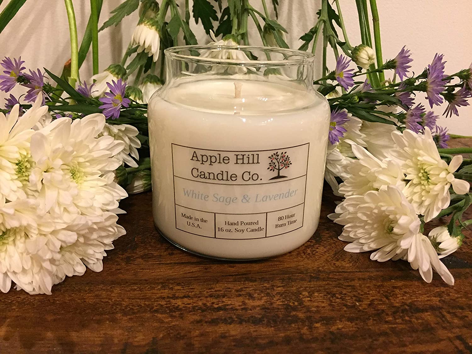 Handmade Natural Soy Candle - White Sage and Lavender (9 oz.)