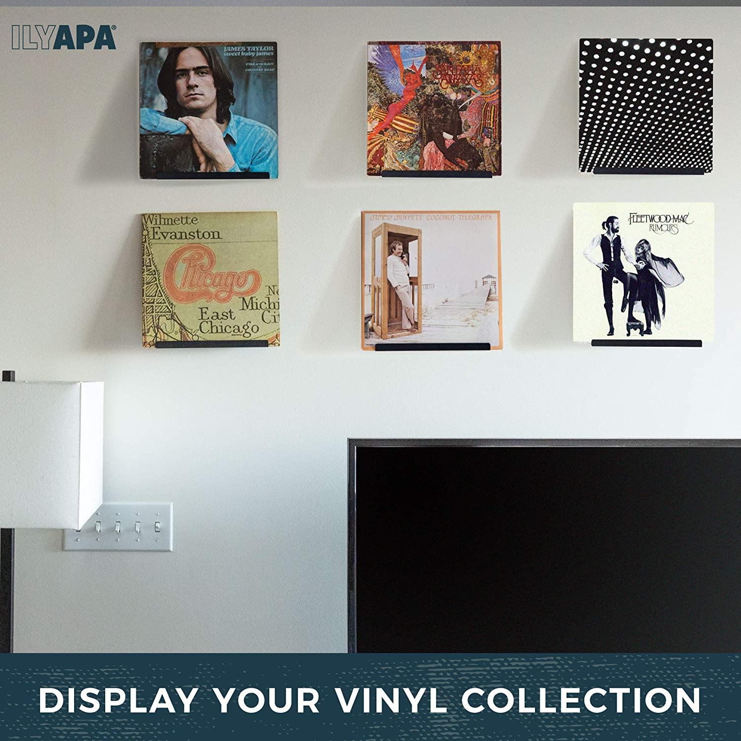 Ilyapa Acrylic Vinyl Record Shelf Wall Mount, 8 Pack - Clear Record Album Holder Display Your LP - JOY2ESpree