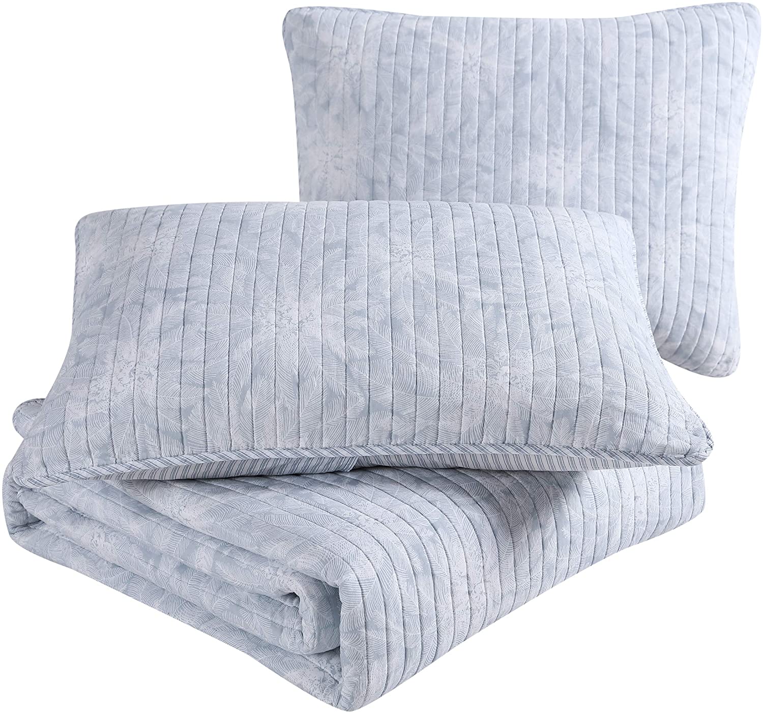 Tommy Bahama | Makena Collection | Quilt Set - 100% Cotton, Ultra-Soft & Breathable, Reversible Bedding with Matching Shams, Full/Queen, Blue