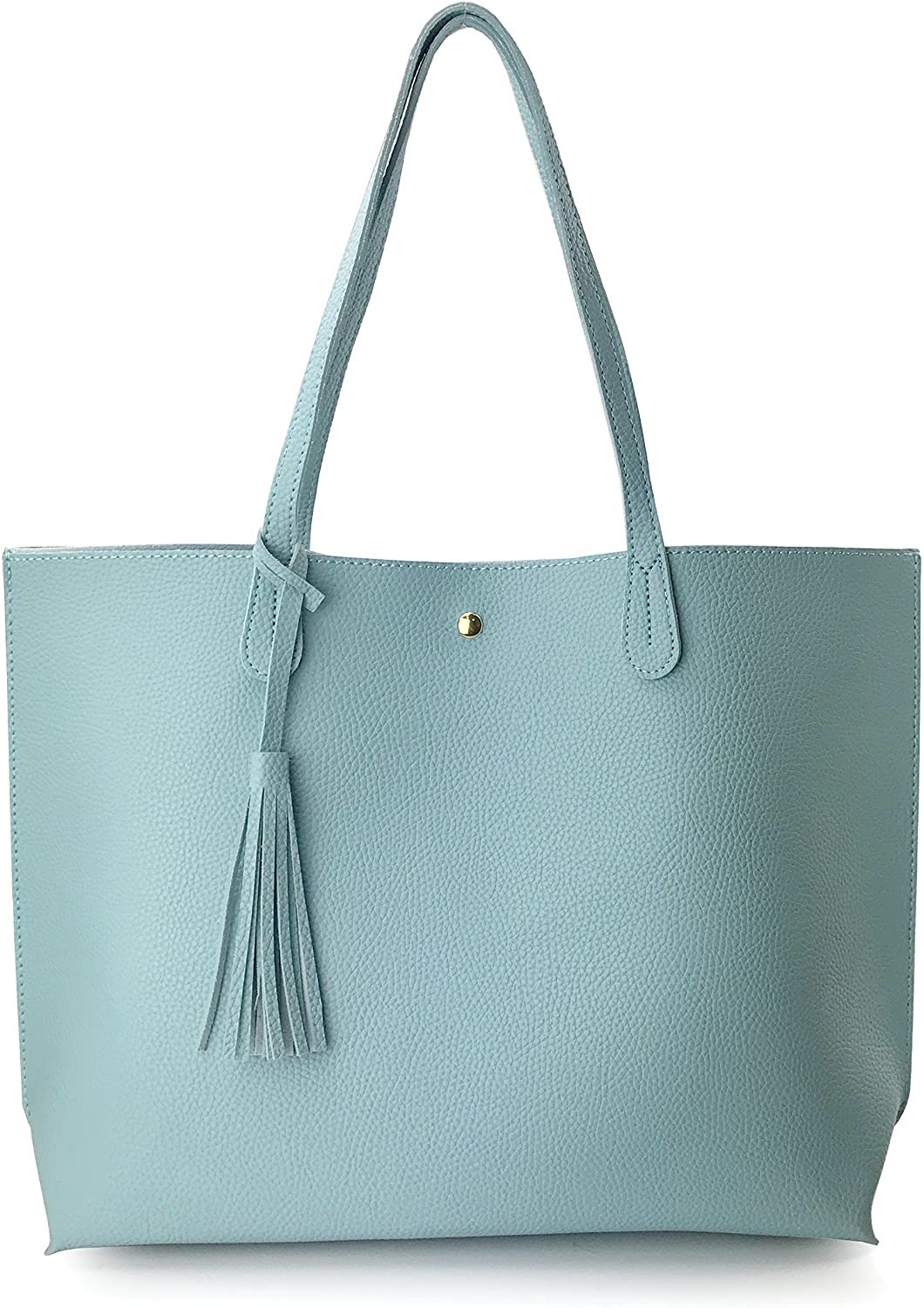 Minimalist Clean Cut Pebbled Faux Leather Tote Womens Shoulder Handbag