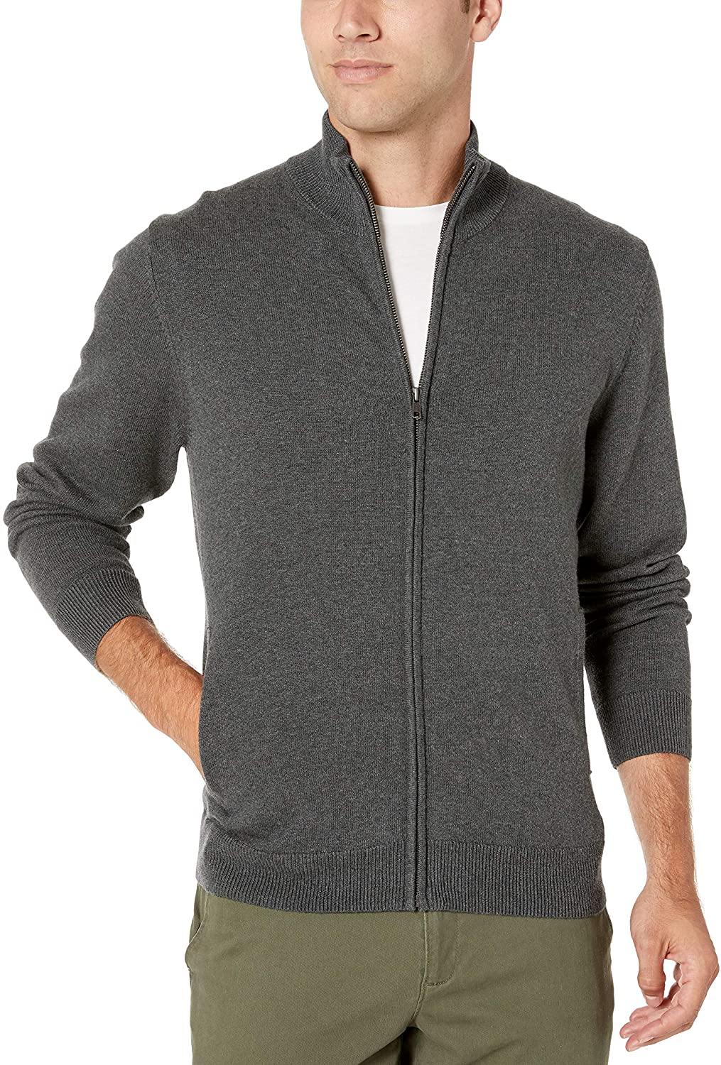 Amazon Essentials Men's Full-Zip Cotton Sweater