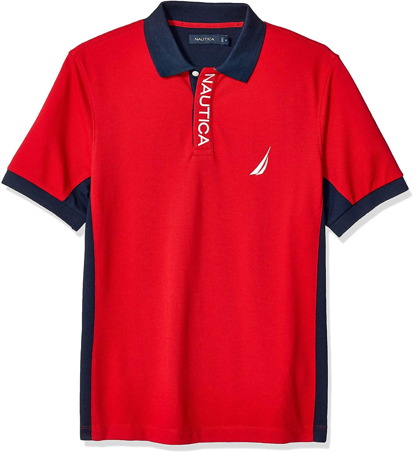 Nautica Men's Short Sleeve Color Block Performance Pique Polo Shirt - JOY2ESpree