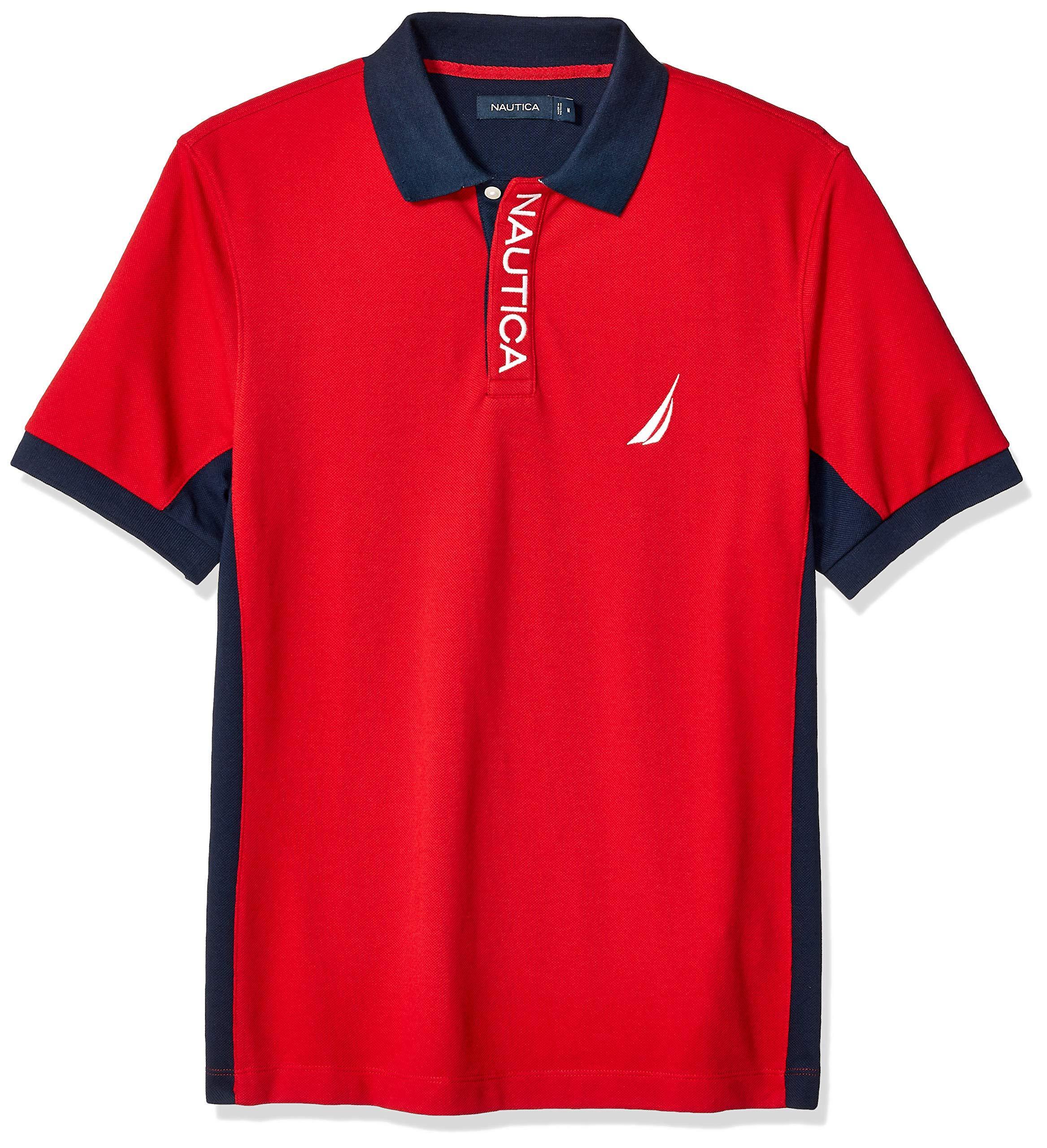 Nautica Men's Short Sleeve Color Block Performance Pique Polo Shirt - JOY2ESpree