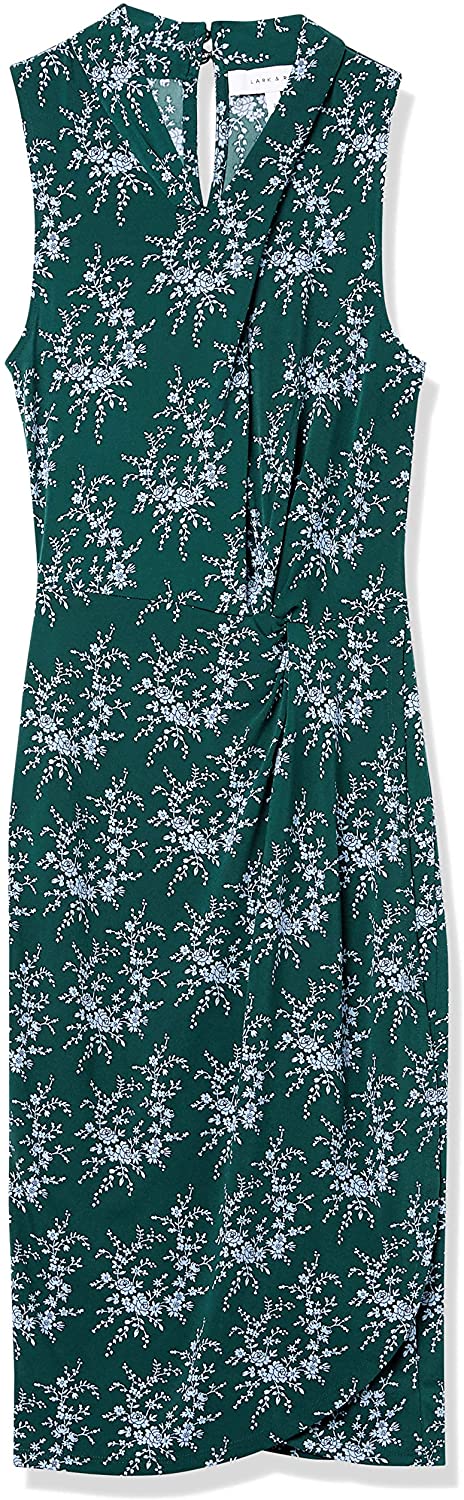 Amazon Brand - Lark & Ro Women's Sleeveless Crossover Twist Neck Faux Wrap Dress