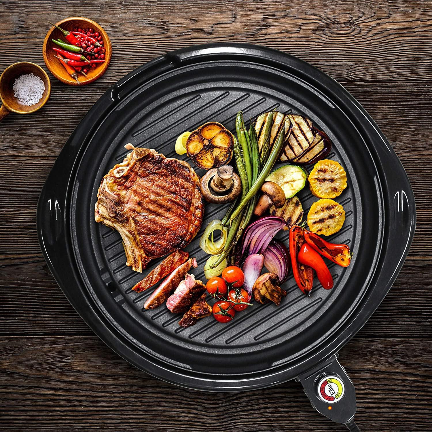 Elite Gourmet Smokeless Indoor Electric BBQ Grill with Glass Lid Dishwasher Safe - JOY2ESpree