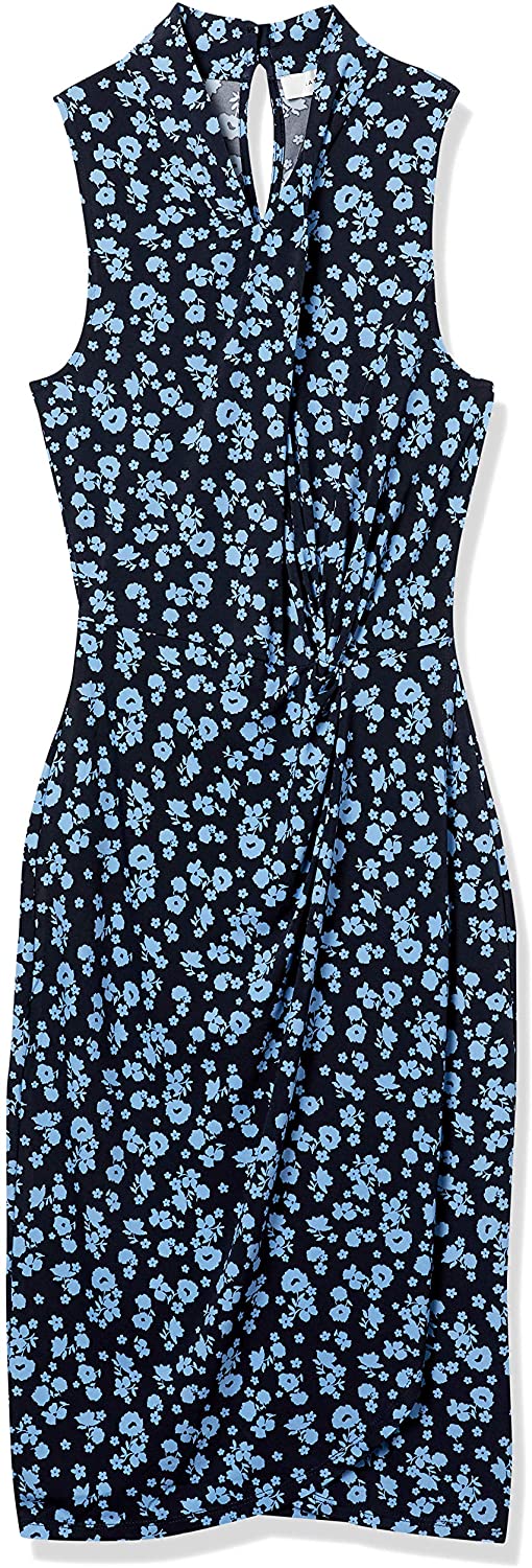Amazon Brand - Lark & Ro Women's Sleeveless Crossover Twist Neck Faux Wrap Dress