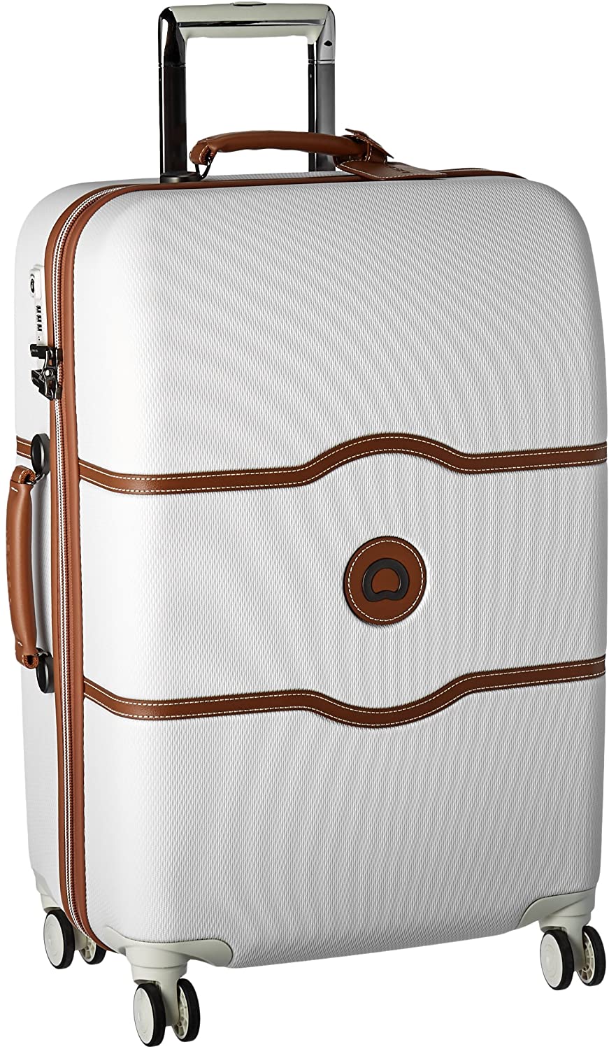 DELSEY Paris Chatelet Hardside Luggage with Spinner Wheels, Chocolate Brown, Checked-Large 28 Inch, with Brake