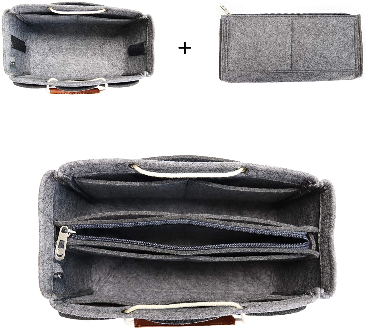 MISIXILE Felt Insert Bag Organizer - 2in1, Bag In Bag Tote Purse Organizer with Handles for Speedy Neverfull Longchamp