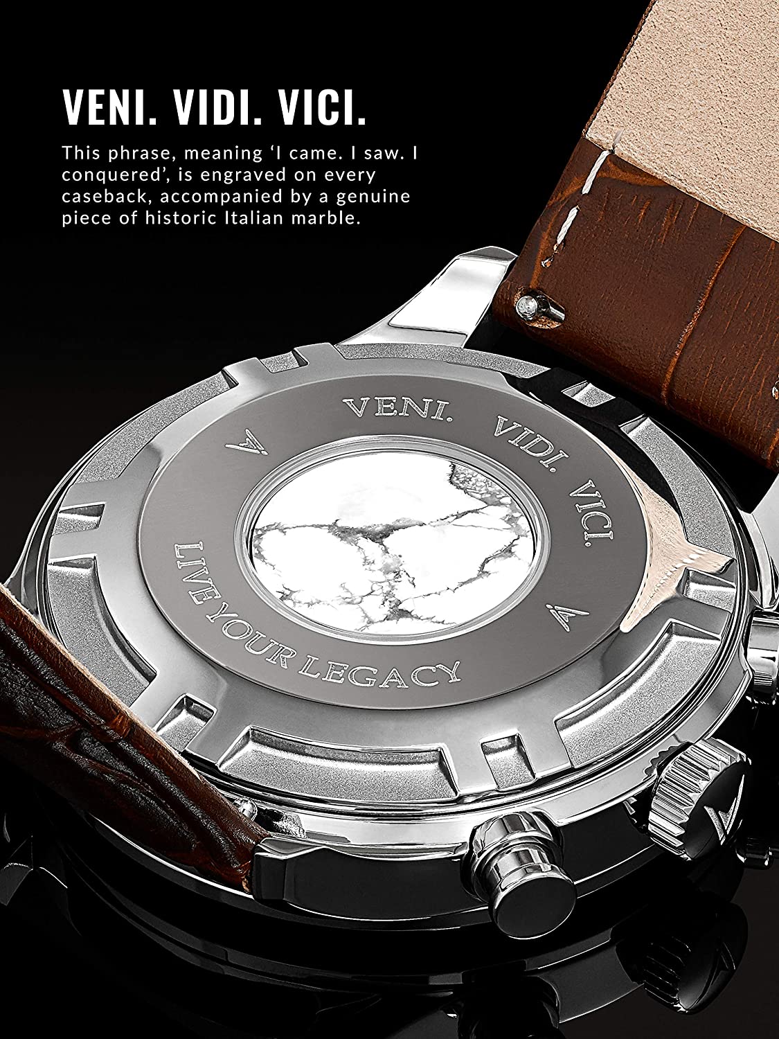 Vincero Luxury Men's Chrono S Wrist Watch - Top Grain Italian Leather Watch Band - 43mm Chronograph Watch - Japanese Quartz Movement…