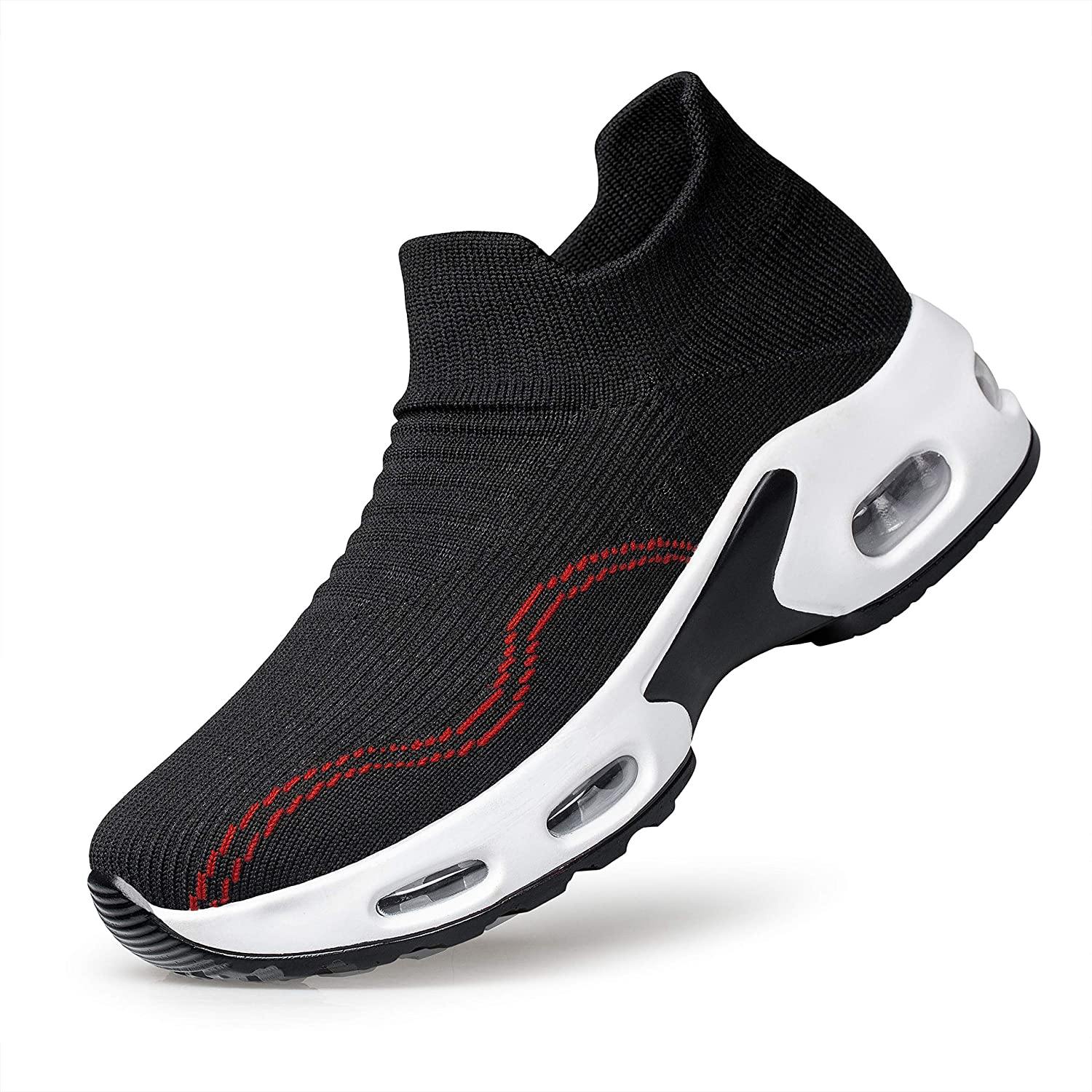 PDBQ Women's Walking Shoes Sock Sneakers Mesh Slip On Air Cushion Nurse Shoes Platform Loafers Breathable Lightweight Comfortable Socks Shoes
