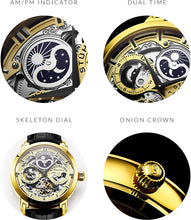 
                        
                          Muat gambar ke penampil Galeri, Stührling Original Mens Watch Stainless Steel Automatic, Skeleton Dial, Dual Time, AM/PM Sun Moon,Genuine Leather Strap 371 Watches for Men Series
                        
                      