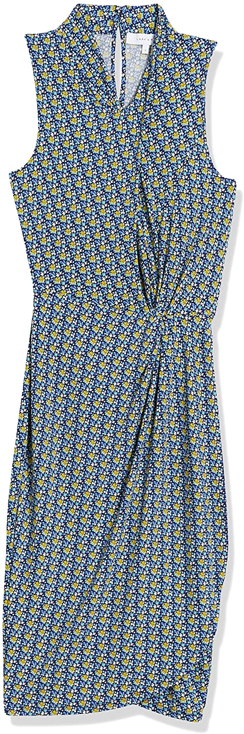 Amazon Brand - Lark & Ro Women's Sleeveless Crossover Twist Neck Faux Wrap Dress