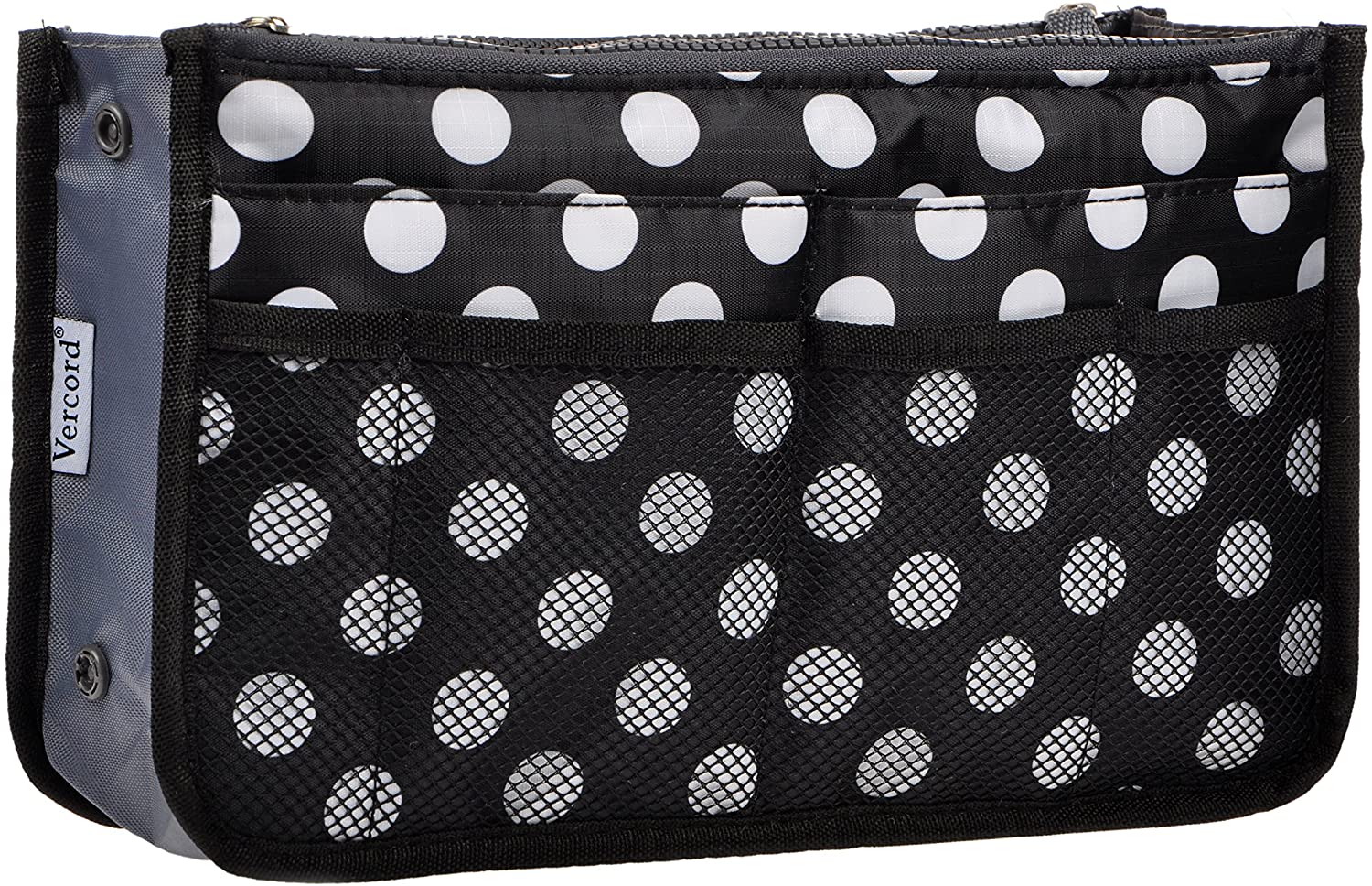 Vercord Purse Organizer Insert for Handbags Bag Organizers Inside Tote Pocketbook Women Nurse Nylon 13 Pockets Black Medium