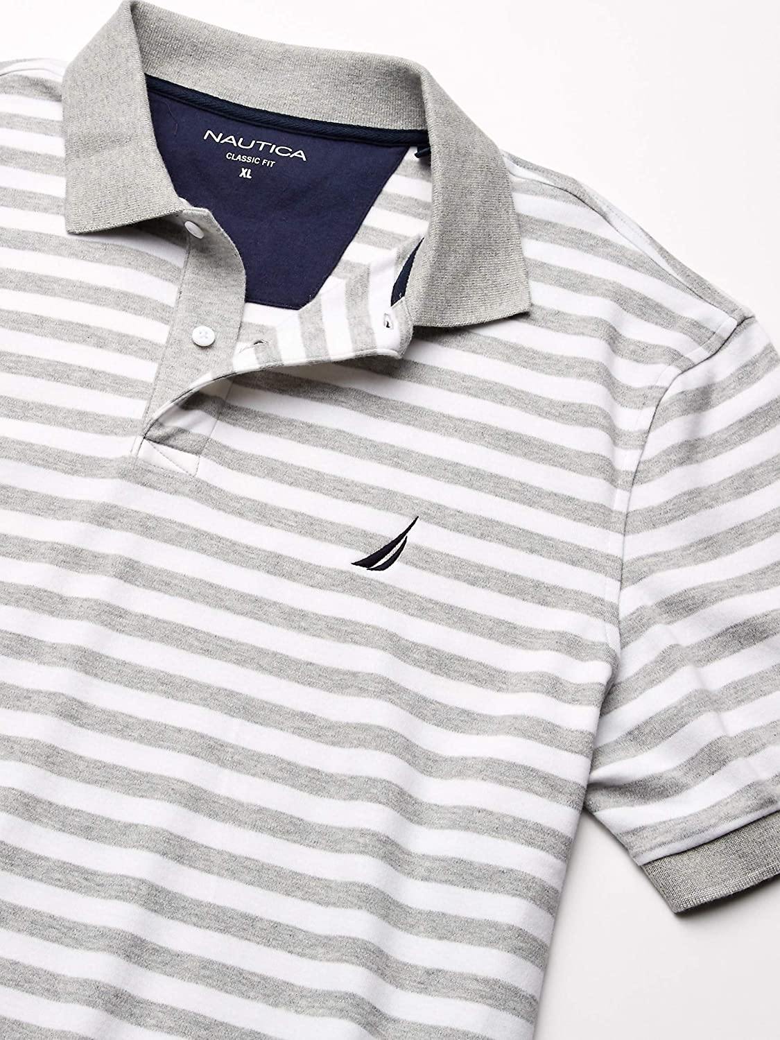 Nautica Men's Classic Fit 100% Cotton Soft Short Sleeve Stripe Polo Shirt - JOY2ESpree