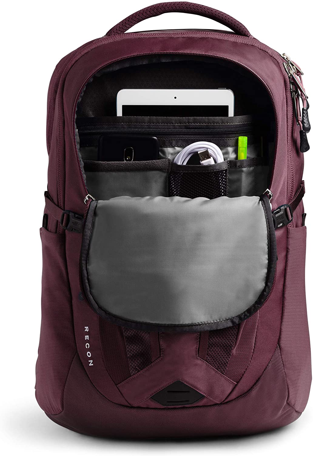 The North Face Women's Recon Backpack, TNF Black Heather/Silver Reflective, One Size