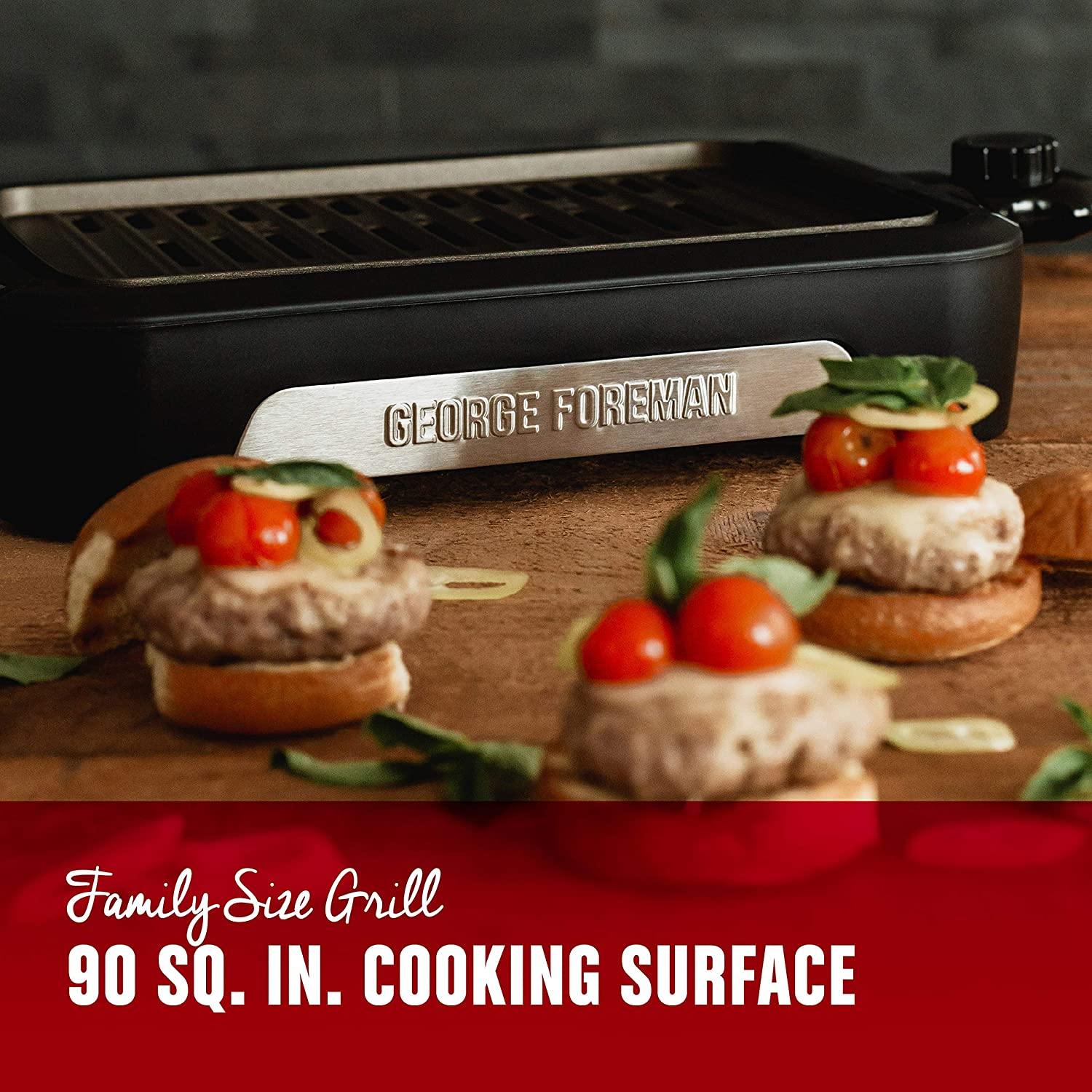 George Foreman GFS0090SB Open Grate Smokeless Grill, Black, Family Size - JOY2ESpree