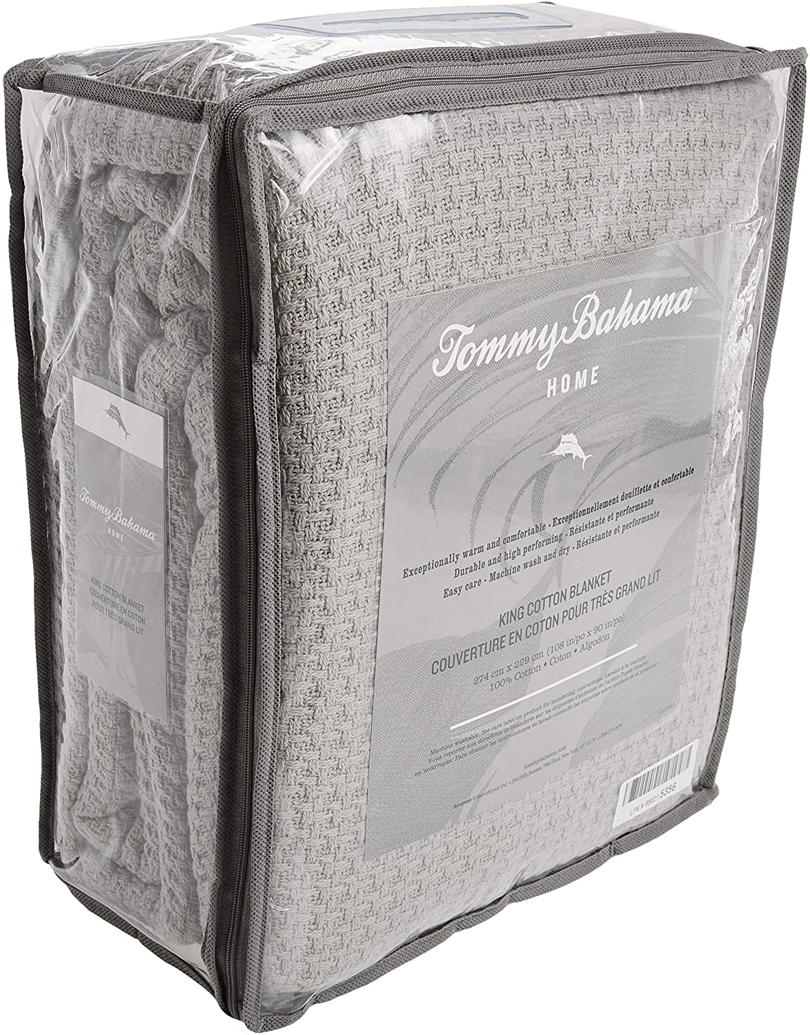 Tommy Bahama Bahama Coast Gray Cotton Blanket Pelicans