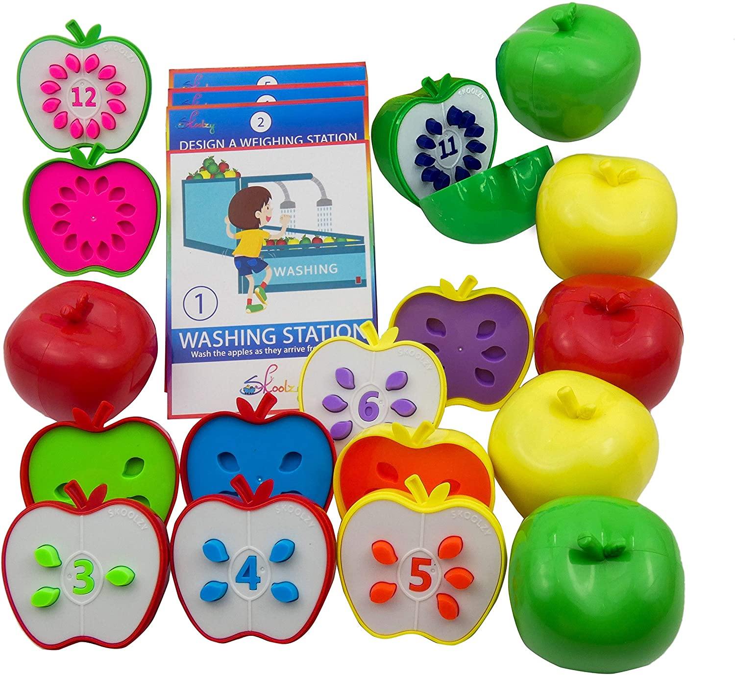 Skoolzy Counting Toddler Games - STEM Apple Factory Learning Toys for 3 Year olds +, Fine Mllotor Skills - JOY2ESpree