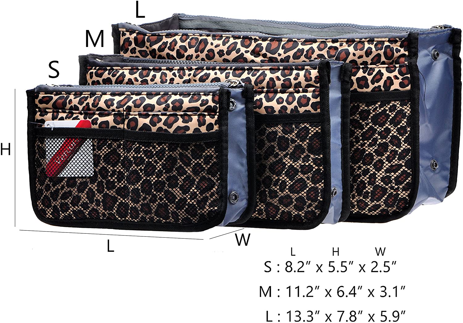 Vercord Purse Organizer Insert for Handbags Bag Organizers Inside Tote Pocketbook Women Nurse Nylon 13 Pockets Black Medium