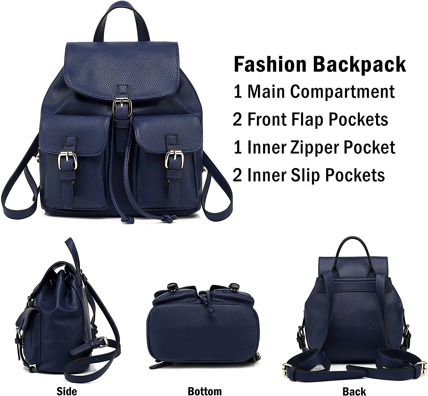 Scarleton Casual Fashion Backpack, Purses for women, Backpack for Women, Fashion Backpack for Women, H160801 - Black