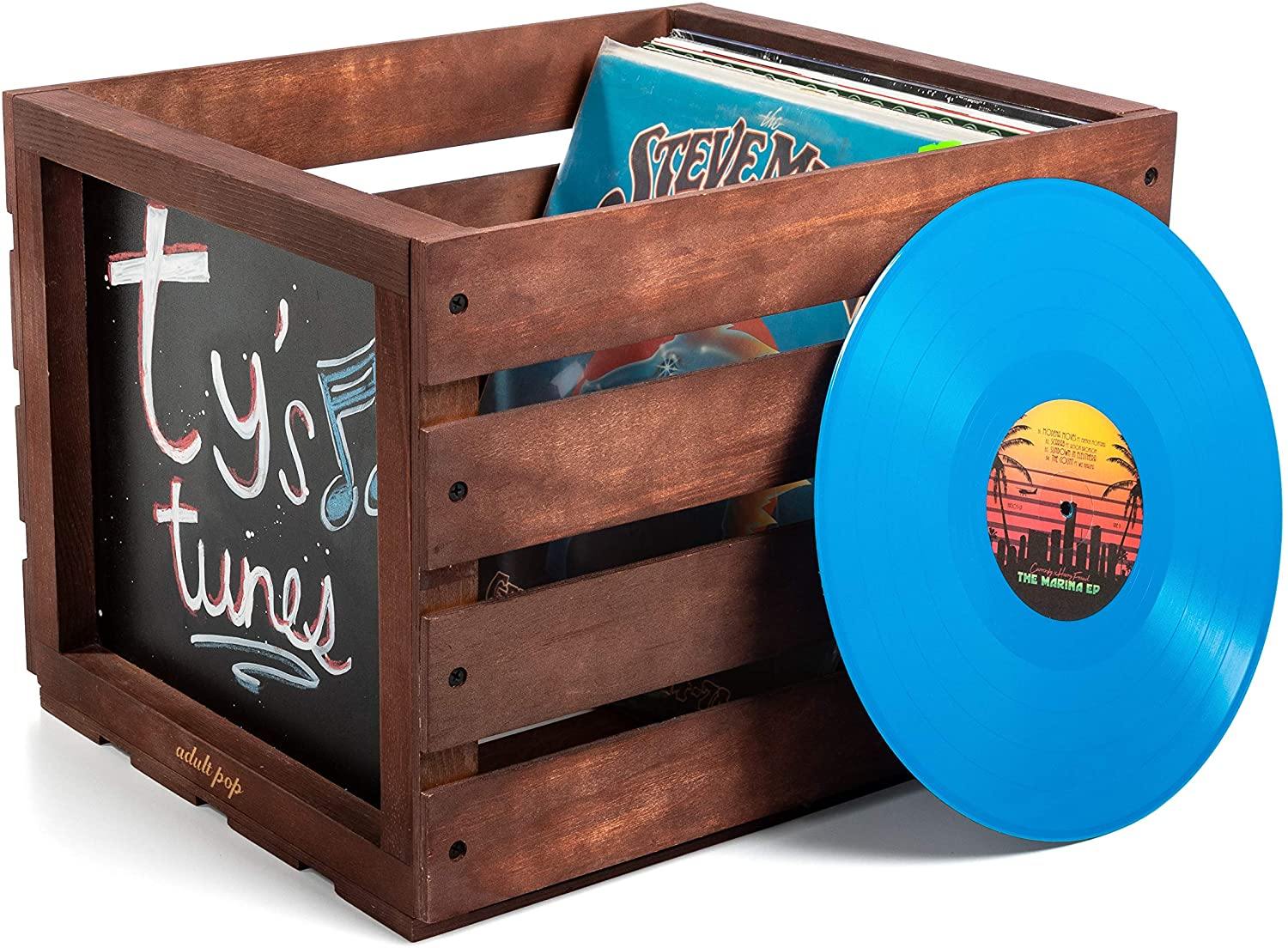 Chalkboard Vinyl Record Storage Crate (Matte Black) - JOY2ESpree