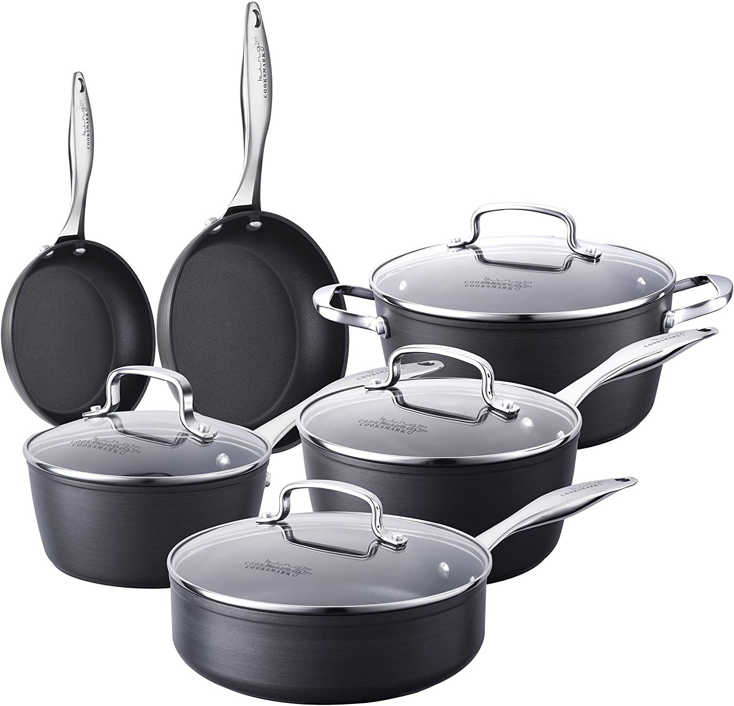 cooper pan Hard Anodized Nonstick Induction Cookware Set,13-Piece Aluminum Pots and Pans Set with Lids, Dishwasher Safe Oven Safe, Black - JOY2ESpree