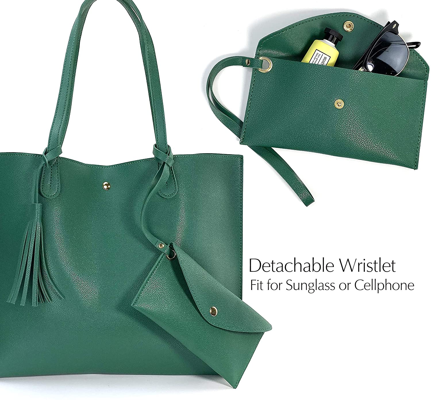 Minimalist Clean Cut Pebbled Faux Leather Tote Womens Shoulder Handbag