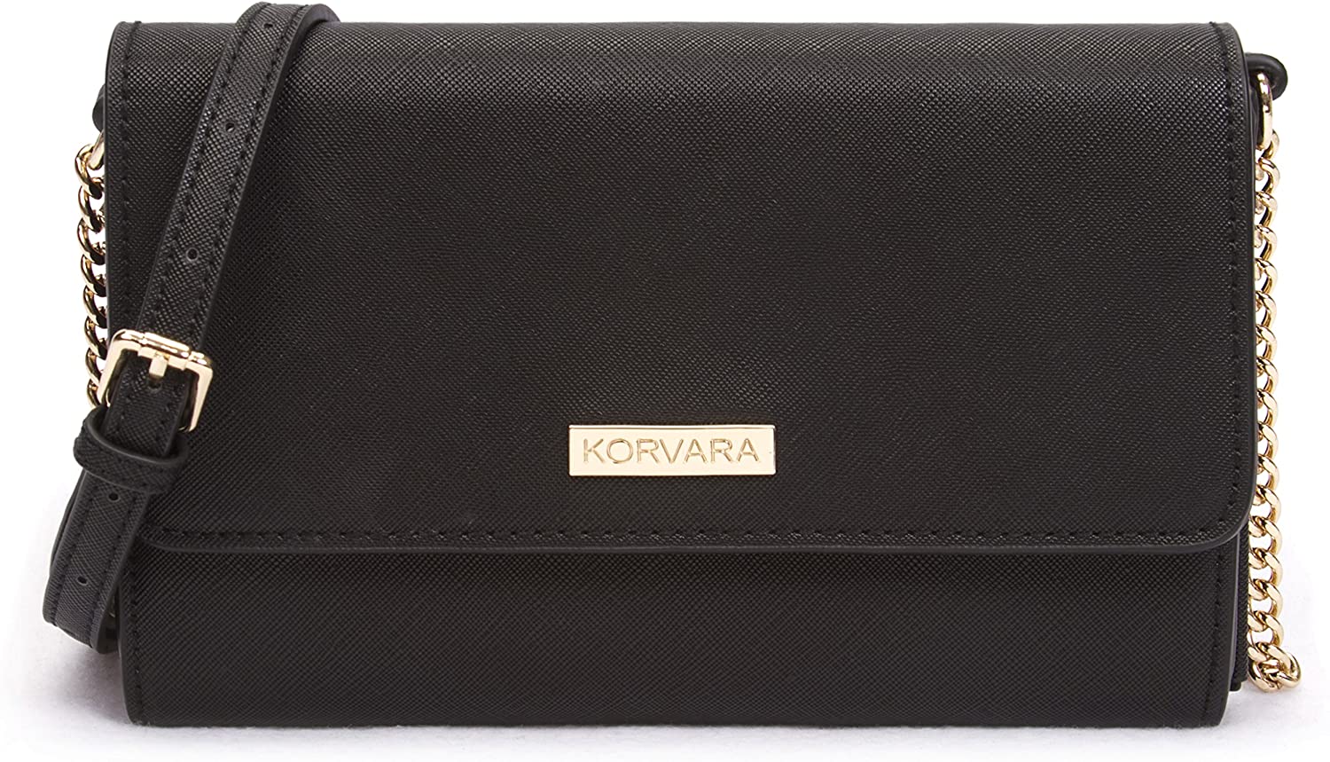 Korvara Small Crossbody Purse with Detachable Strap - Vegan Saffiano Leather Envelope Wallet for Women