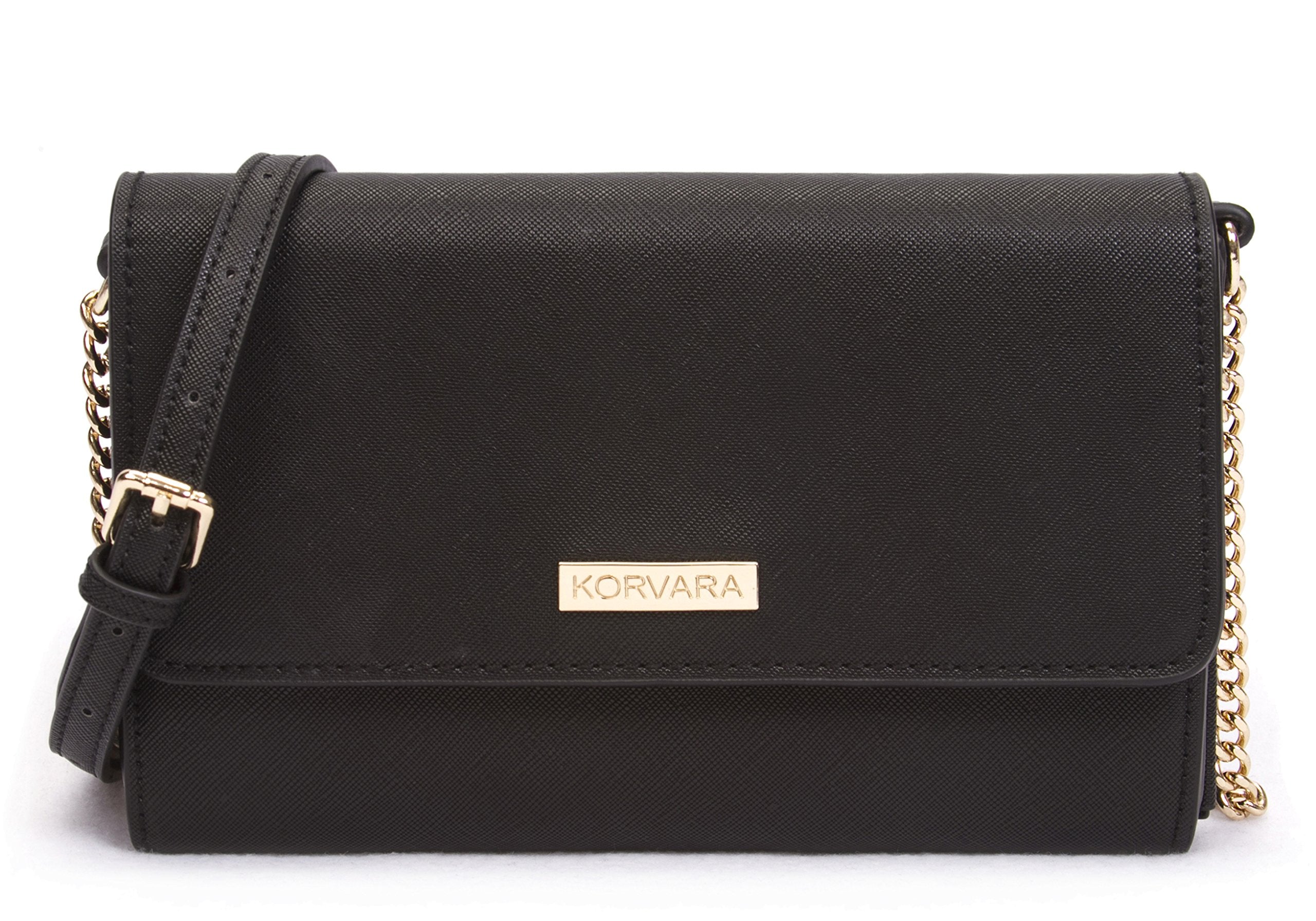 Korvara Small Crossbody Purse with Detachable Strap - Vegan Saffiano Leather Envelope Wallet for Women