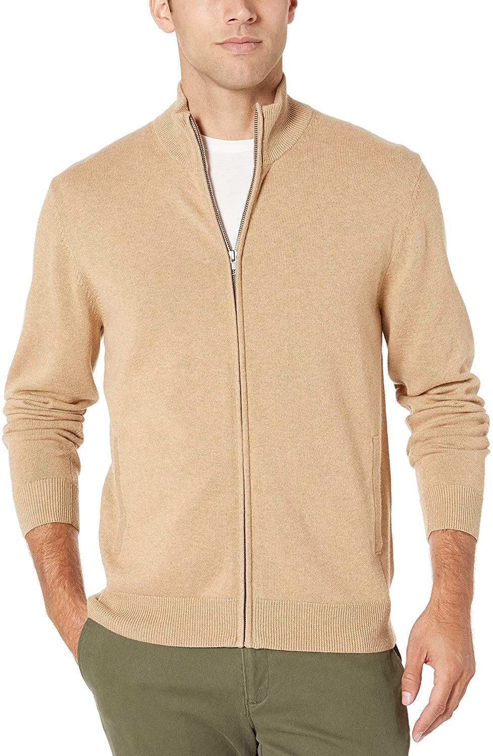 Amazon Essentials Men's Full-Zip Cotton Sweater