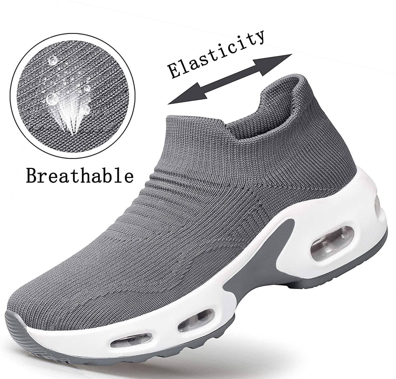 PDBQ Women's Walking Shoes Sock Sneakers Mesh Slip On Air Cushion Nurse Shoes Platform Loafers Breathable Lightweight Comfortable Socks Shoes